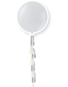 1 stk 91 cm - Silverfärgad Metallisk Ballong med Ballongsvans 