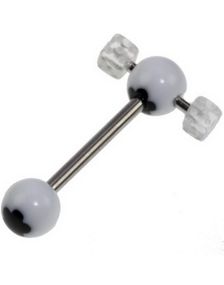 Stilig Tungpiercing med Blomma & Klara Tärningar