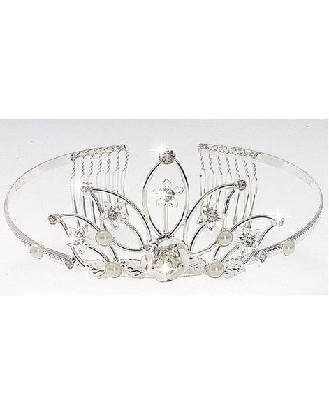 Blossom Tiara m/Gnistrande Stenar & Pärlor - Silvrig