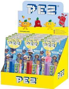 12 stycken Assorterade Playmobil Pez-hållare med 2 stycken Pez-paket - Hel Låda