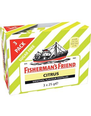3-pk Sukkerfri Fisherman's Friend med Smak av Citrus 75 g