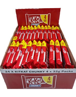 24 stk KitKat 4 Fingers Chunky Sjokolade 128 gram - Hel Eske
