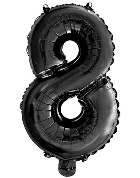Talet 8 - Svart 41 cm Folieballong