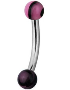 Magic Pink and Black Stone - 1.2 x 8 mm Ögonbrynspiercing