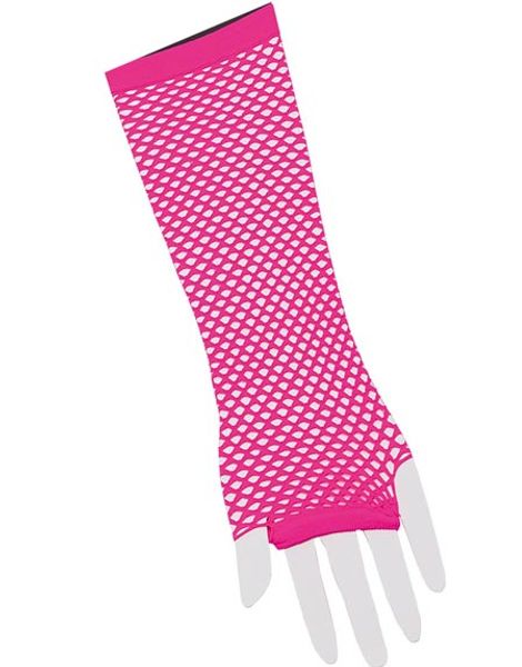 Neon Rosa Långa Näthandskar