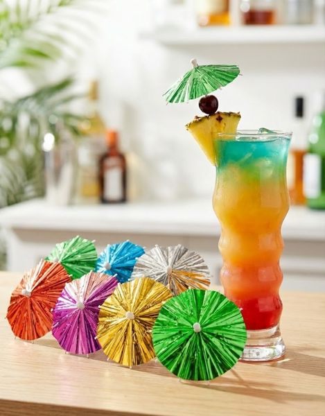 10 St Metalliska Cocktail Paraplyer 10 Cm - Flerfärgad