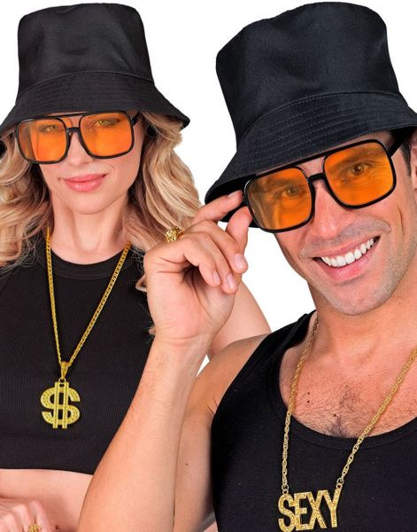 90 Talls Hiphop Briller med Orange Glass