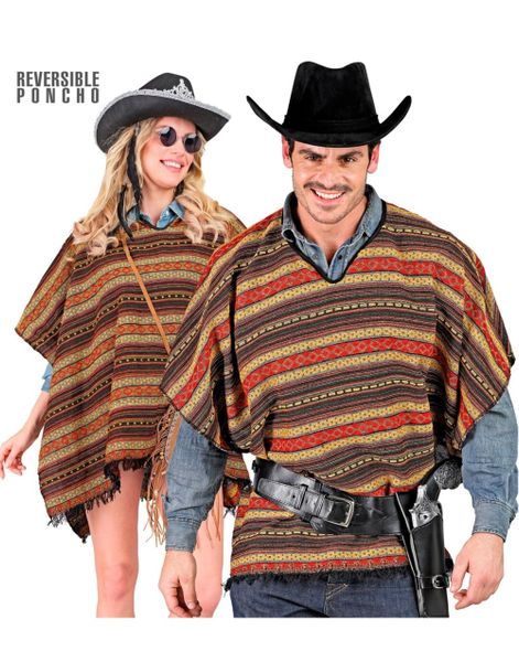Vendbar Western Poncho med Mønster