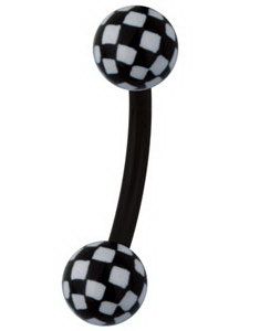 Ögonbrynspiercing med Schackmönster - Svart/Vit - 1.2 x 8 mm