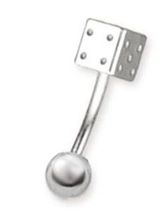 Banan With Dice & Ball - 1,2 x 8 mm Silverfärgad Ögonbrynspiercing