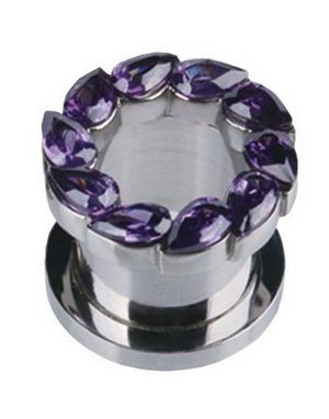 Drip Drop Purple - Silverfärgad Piercing Tunnel