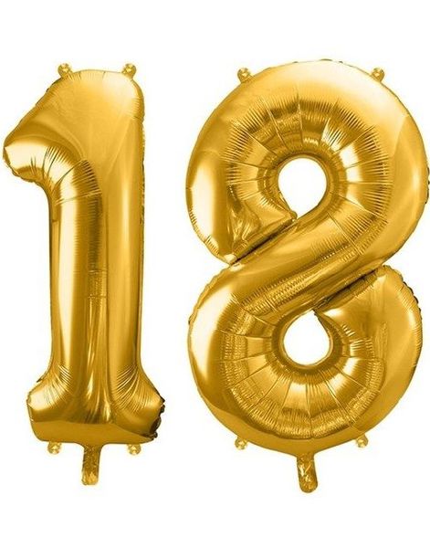 18 års ballonger - 35 cm guld