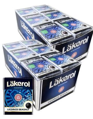 48 St Läkerol Sugarfree Licorice Seasalt / Lakrits Sockerfria Pastiller med Havssaltsmak - Hel Kartong 1200 Gram