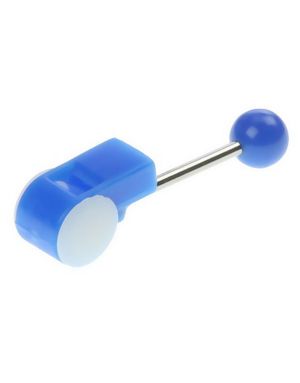 Tungpiercing med Flöjt i Vitt och Blått