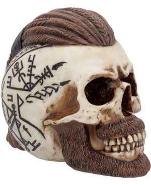 Ragnar Dödskalle med Skägg och Tatto-Motive16 cm