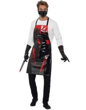 Blodigt Horrorset - Förkläde, Handskar och Munmask