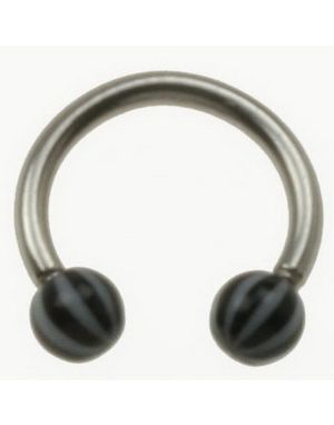 Rund Ögonbrynspiercing med Svarta och Vita Kulor - 1.2 x 8 mm