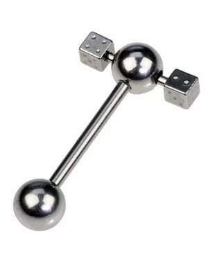 Tungpiercing med Tärning på Var Sida Av Toppkulan