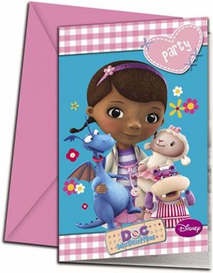 6 stk Inbjudningskort - Doc McStuffins