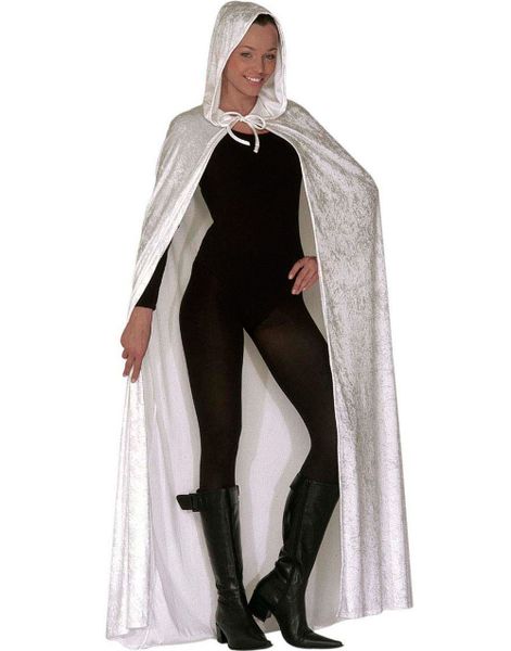 Vit Velourkappa m/Hätta - 150 cm