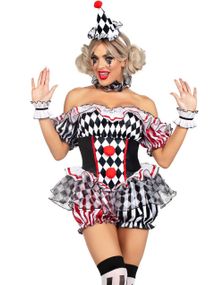 Darling Harlequin - Harlekin/Klovnemaskeraddräkt till Dam