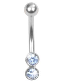 Two Stones - Ögonbrynspiercing med Blå Stenar - 1.2 x 8 mm