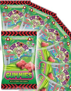 12 St Dr. Sour Gummies Strawberry - Sur Vingummi Jordgubbssmak - Hel Låda 2,4 kg