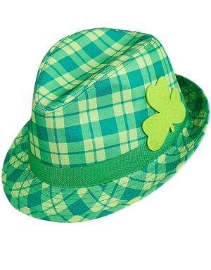 Grön Rutig St. Patricks Day Fedorahatt