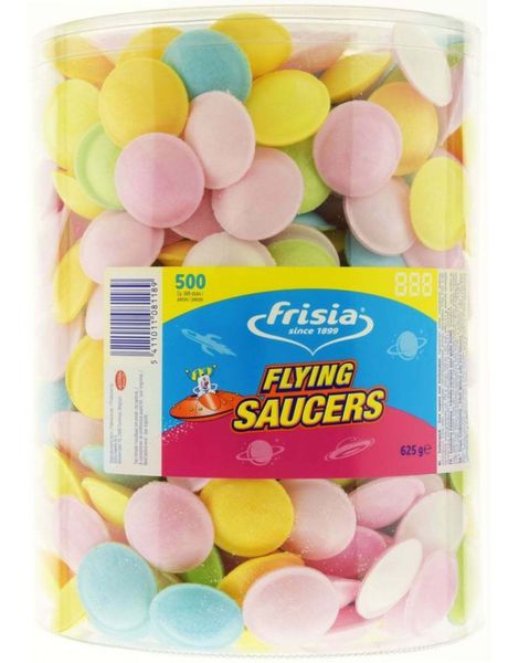 Flying Saucers - EXTRA STOR Ask på 500 stk Syrliga UFOer