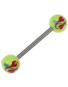 Design Flower Yellow - Handmålad Tungpiercing