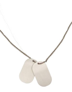Silverfärgad Dog-Tags med Kullänk