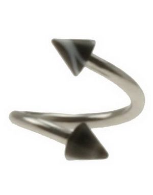 Curve Ögonbrynspiercing med Svarta och Vita Spikes - 1.2 x 8 mm