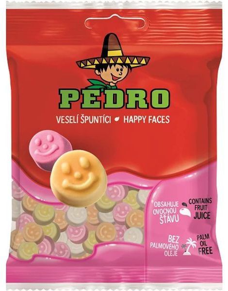 Pedro Happy Faces - Skumgodteri med Fruktsmak 80 gram