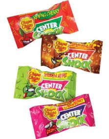 1 stk Chupa Chups Center Shock Sour - Sur Tyggegummi med Assorterte Fruktsmaker