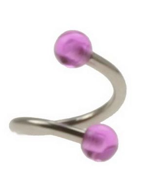 Curve Ögonbrynspiercing med Lila Kulor - 1.2 x 8 mm