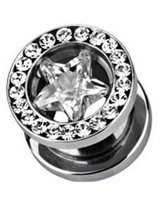 Diamond Star - Silverfärgad Piercing Tunnel