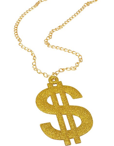 Guldfärgat Smycke med Stort Dollartecken och Glitter