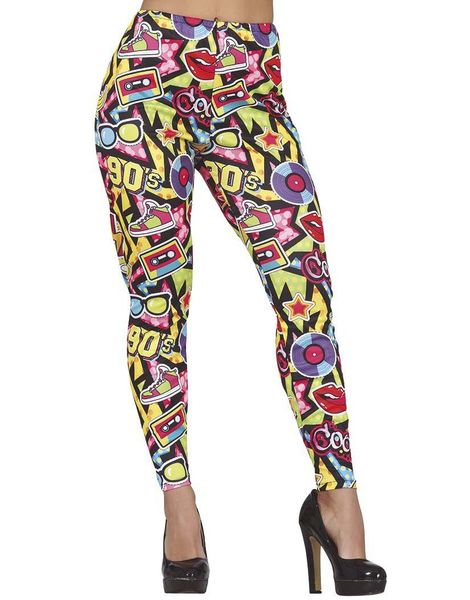 Fargerike 90's Leggings til Dame