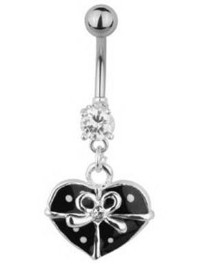 Gift Wrapped Heart Navelpiercing - Svart