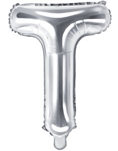 Bokstaven T - Silverfärgad 35 cm Folieballong