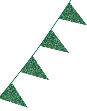 Grønt Glitter Banner med Vimpel Flagg 6 meter