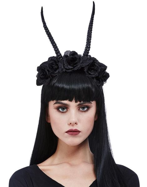 Svarte Demon Horn med Blomster