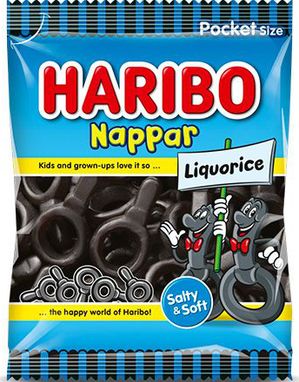 Haribo Salta Nappar - Lakritsnappar 80 gram