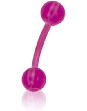 Banan Ögonbrynspiercing i Rosa med Randiga Lila och Rosa Kulor - 1.2 x 8 mm
