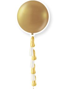 1 stk 91 cm - Guldfärgad Metallisk Ballong med Ballongsvans 