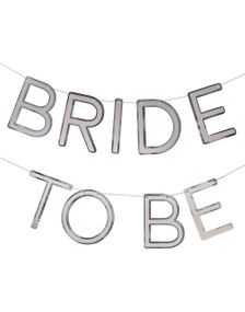 Bride to Be - Sølvfarget Bokstavbanner med Tråd 3 meter - Hen Weekend