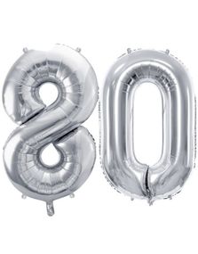 80 års ballonger - 35 cm silver