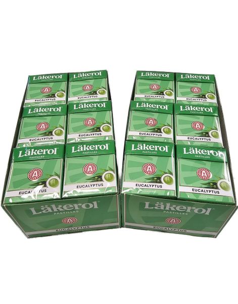 48 stk Läkerol Sugarfree Eucalyptus / Sukkerfrie Pastiller med Eukalyptussmak - Hel Eske 1200 gram