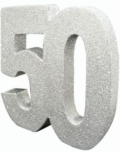 Silverfärgad Glittrande 50 År Bordsdekoration 20 cm