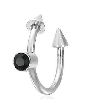Ögonbrynspiercing med Spike Kulor & Svart Sten - 1,2 x 10 mm
